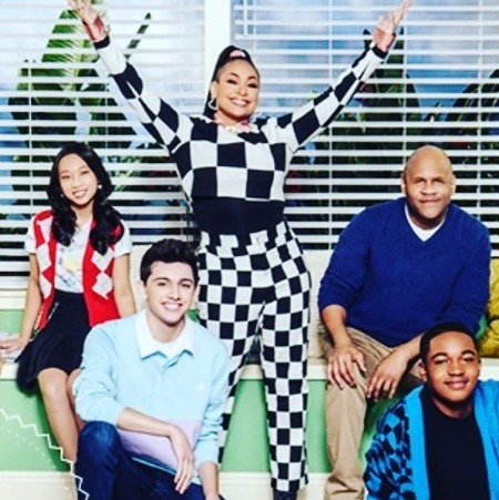 Raven Symone with the cast member of the TV series Raven's Home. 